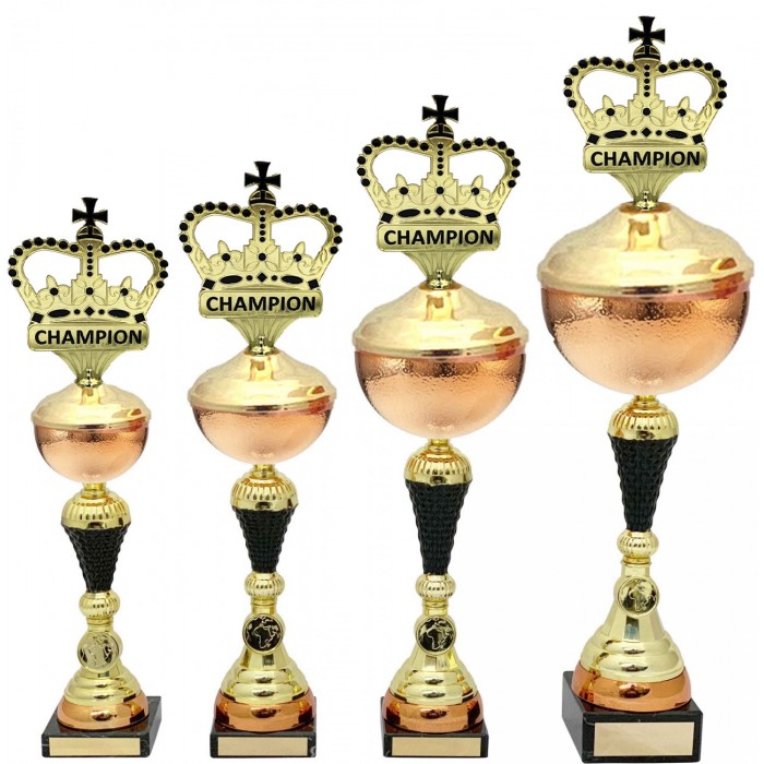 CHAMPION CROWN METAL TROPHY  - AVAILABLE IN 4 SIZES